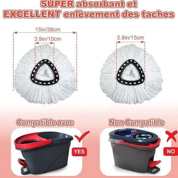 GFRED 3-pack Mikrofibermopp Ersättning Kompatibel med Vileda Turbo 3 i 1 EasyWring och Clean Mopprefill