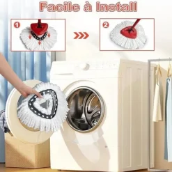 GFRED 3-pack Mikrofibermopp Ersättning Kompatibel med Vileda Turbo 3 i 1 EasyWring och Clean Mopprefill