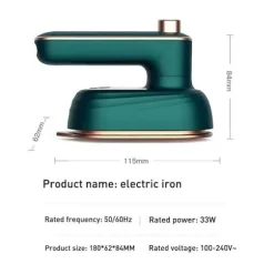 (grön) Mini Vikbar Hängande Strykjärn Våt och Torr Elektrisk Ångstrykjärn Handhållen Klädstrykningsmaskin 50ML 33W kompatibel Hemresa