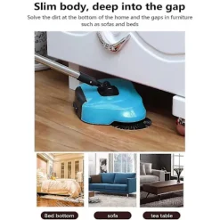 Handdriven sopmaskin, 2 i 1 torr sopning & våtmoppning för hemstädning, golvsopning och moppningsmaskin