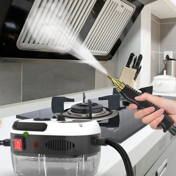 *Handhållen högtrycksångrengörare, ångrengörare, 2500W ångrengörare med borsthuvuden för kök, badrum, bil (vit){YFL}(F2)