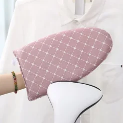 Handhållen strykbräda med fingerbåge Värmebeständig Anti-scald ångande strykjärn Mitt Blue White Plaid