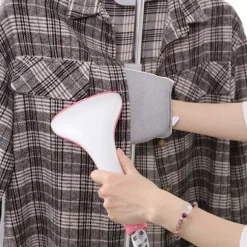 Handhållen strykbräda med fingerbåge Värmebeständig Anti-scald ångande strykjärn Mitt Blue White Plaid