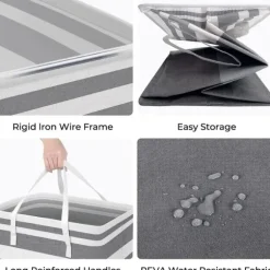 Hett erbjudande till lågt pris! 2-delad stor tvättkorg, vattentät, fristående, hopfällbar hög tvättkorg med förlängt handtag - (Gradient Grey, 75 liter) - Glad | Fyndiq