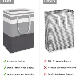 Hett erbjudande till lågt pris! 2-delad stor tvättkorg, vattentät, fristående, hopfällbar hög tvättkorg med förlängt handtag - (Gradient Grey, 75 liter) - Glad | Fyndiq