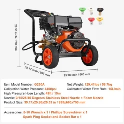Högtryckstvätt - DUOKU - G250A - 4400 PSI - 15 L/min - Kopparpump