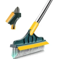 2-i-1 Golvborste med Långt Handtag och 3 Stänger 101cm Fogborste med Skrapa och Hård Borstskrapa med 120 Squeegee Roterande Kakelborste