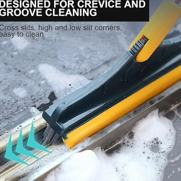 2-i-1 Golvborste med Långt Handtag och 3 Stänger 101cm Fogborste med Skrapa och Hård Borstskrapa med 120 Squeegee Roterande Kakelborste