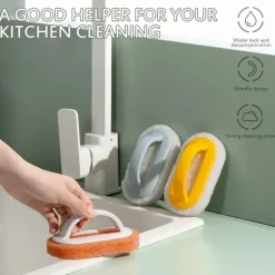 Köksvampborste, glasväggsbokborste med handtag, keramisk badkarsbotten, badkarsverktyg orange