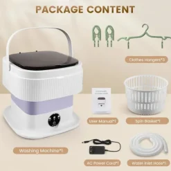 10L Mini Camping Tvättmaskin Hopfällbar - Liten Med Centrifug - Djuprengöring Underkläder, Babykläder