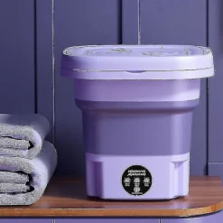 8l Vikbar Tvätmaskin Bärbar Strumpa Och Underkläder Infällbar Hushålls Tvätmaskin 3 Modeller Med Snurr TorkningBY Purple Purple UK