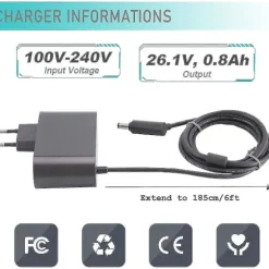 Laddare för Dyson V6 V7 V8 Dc58 Dc59 Dc61 Dc62 Sv03 Sv04 Sv05 Sv06 Sv07, AC dammsugaradaptrar för Dyson 205720-02 för Dyson dammsugartillbehör