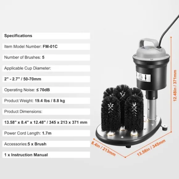 Lave-verres Elektrisk Kommersiell-Duoku-Rengjøringsmaskin med 5 Børster-1200 Kopper/Time-for Vin Glass