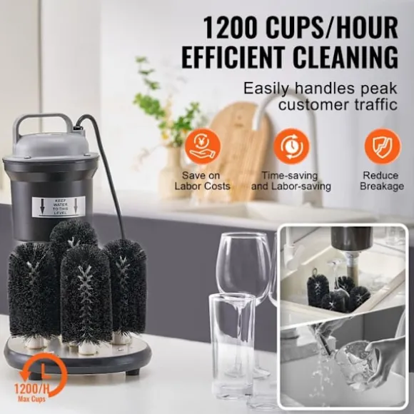 Lave-verres Elektrisk Kommersiell-Duoku-Rengjøringsmaskin med 5 Børster-1200 Kopper/Time-for Vin Glass