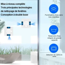 LIECTROUX Fönsterputsrobot YW509 – Spray med 4 munstycken / 3 riktningar – 100mL tank – 3000Pa – APP – Trippelsäkerhet Vit