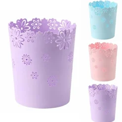 (Lila, Mini) Mini Papperskorg 4 Liter Liten Lila Soptunna Kontor Plast Soptunna för Badrum, Sminkbord, Skrivbord, Kontor eller Barnrum