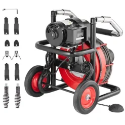 Maskin för Avloppsrengöring - DUOKU - D1000 - 100FT x 3/8 Tum - Automatisk Matning - 8 Skärare röd + svart