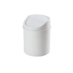 Mini skrivbordspapperskorg Liten papperskorg med lock Sovrumsskräp White