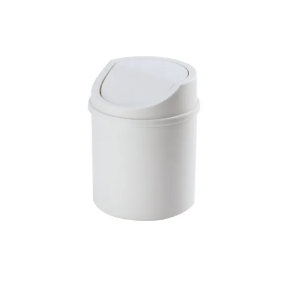 Mini skrivbordspapperskorg Liten papperskorg med lock Sovrumsskräp White
