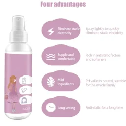 100ml Multipurpose Antistatspray Kläder Antistatisk Spray för Kläder Textilier Möbler och Bil