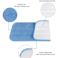 Mop Pads, 6 stycken Mikrofiber Rengöringsdynor Blå