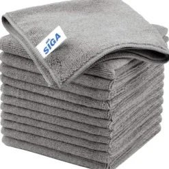 *MR.SIGA Mikrofiber Rengöringsduk, Universalhanddukar, Rändfria Rengöringstrasor, 12-pack, Grå, Storlek 32 x 32 cm (12,6 x 12,6 tum)