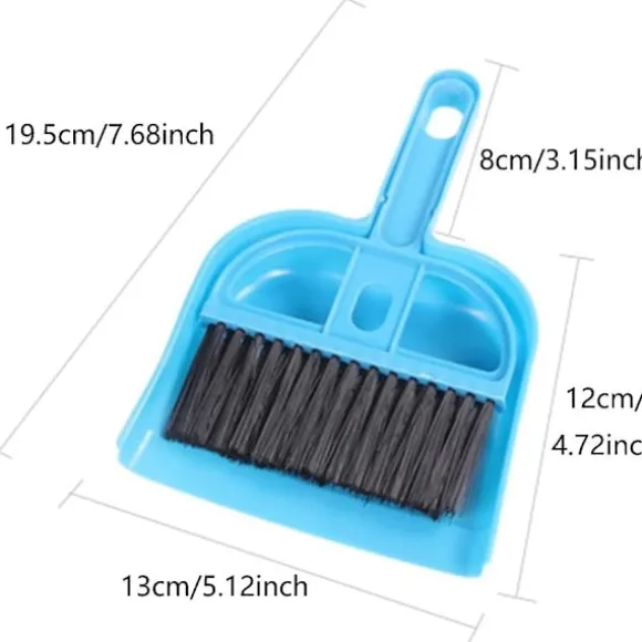 Multifunktionell Mini Sopskyffel och Borstset, små Rengöringsverktyg, kvast, portabel Sopskyffel, blå