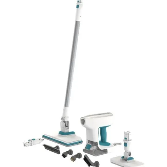 Multifunktionsångmopp - BLACK & DECKER - BHSM15FX08-QS - 1500 W - 8 tillbehör - Vit / Grå / Blå Vit, blå, grå
