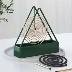 Myggspiralhållare med trianglar Form Brandsäker Myggavstötande spolar Bricka Inflyttningspresent Black