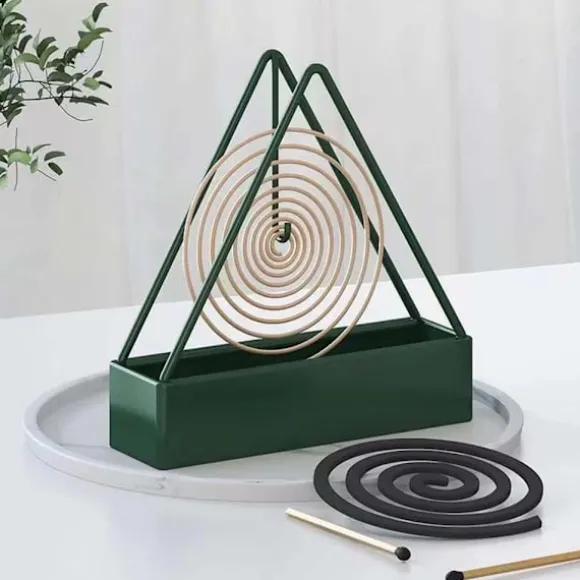 Myggspiralhållare med trianglar Form Brandsäker Myggavstötande spolar Bricka Inflyttningspresent Black