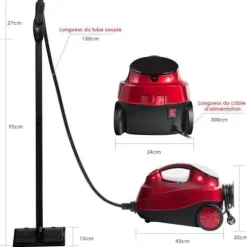 Ångmopp 2000W COSTWAY för Sängbuggar - Mångsidig Ånga 1,5L Reservoir, 19 Tillbehör 4,0 Bar för Golv, Mattor Blå