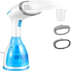 Ångstrykare för kläder 1500w Handhållen klädångare, Bärbar resekläder tygångare med 280ml tank EU-kontaktBY BlueWhite