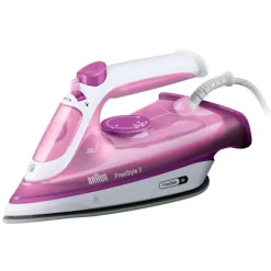 Ångstrykjärn - BRAUN - FI3124PU Freestyle 3 - Effekt 2400 W - SuperCéramic Sula - Vattentank 270 ml - Självrengörande rosa och vitt