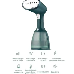 Ångstrykjärn, steamer med 350 ml vattentank, bärbart resestrykjärn, för resor Dark Green