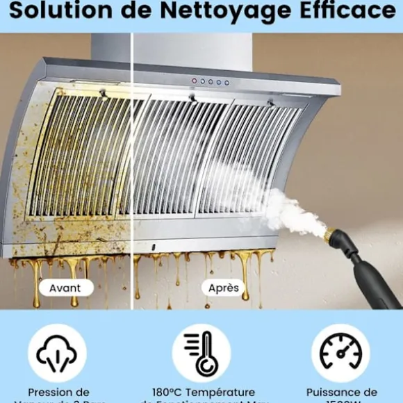 Ångtvätt för vägglöss 1600W COSTWAY-180℃-3 Bar-Reservoir 1L-Förvärmning på 15s-Justerbar Intensitet-12 Tillbehör-Vit