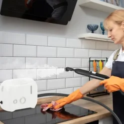 Ångtvätt för vägglöss 1600W COSTWAY-180℃-3 Bar-Reservoir 1L-Förvärmning på 15s-Justerbar Intensitet-12 Tillbehör-Vit