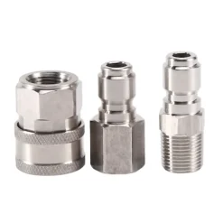 NPT 3/8 tum Han- och Honkopplingssats för Trycktvätt, Adapterset och 1 st NPT 3/8 IBY Silver