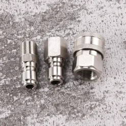 NPT 3/8 tum Han- och Honkopplingssats för Trycktvätt, Adapterset och 1 st NPT 3/8 IBY Silver