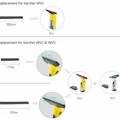 2-pack 280 mm fönsterskrapa ersättningsblad för Kärcher WV2 WV5