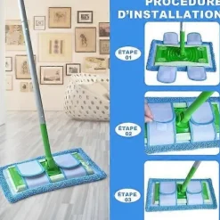 3-pack, Blå Swiffer Sweeper-kompatibla, återanvändbara ersättningsdukar White
