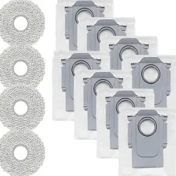 12-pack dammpåsar för Roborock QV 35A / QR 798 / QR 598 robotdammsugare - Inkluderar 4 trasor & 8 dammpåsar