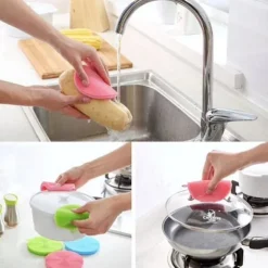 2-pack Disksvamp i silikon - Magnic Silicone Dish Sponge Washing multifärg