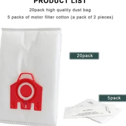 20-pack Ersättningsdammsugarpåsar FJM 3D Efficiency för S200, S300, S600, S4 S6 Compact C2 C1 Serie Dammsugare as shown