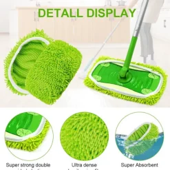 10-pack golvmoppar kompatibla med Swiffer Sweeper för våt och torr användning, återanvändbara mikrofiberdukar för alla golvtyper, grön 25x11,5 cm