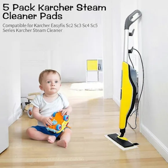 5-pack Karcher Ångrengöringsdynor, Karcher Ångrengöringstillbehör, Kompatibel med Karcher Easyfix Sc2 Sc3 Sc4 Sc5-serien Karcher Ångrengörare Cl