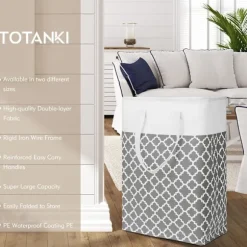 2-pack 75L tvättkorg med långa förstärkta handtag, fristående