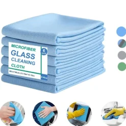 6-pack Mikrofiber Glasrengöringsdukar - Ränderfria, För Fönster/Bil/Speglar, Återanvändbara Gray 6 PCS
