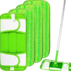 4-pack Mikrofibermopp (Grön) Kompatibel med Swiffer Sweeper