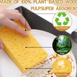 (10-pack) Naturliga Disksvampar, Återanvändbara Tvättsvampar - Komprimerad Trämassa Disksvamp Torkare Repfri