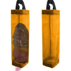 2-pack Plastpåsehållare, Påsehållare i Nät för Att Hänga, Förvaringspåse för Sopåsar, Vikbar Påseförvaring för Hemmet och Köket Yellow